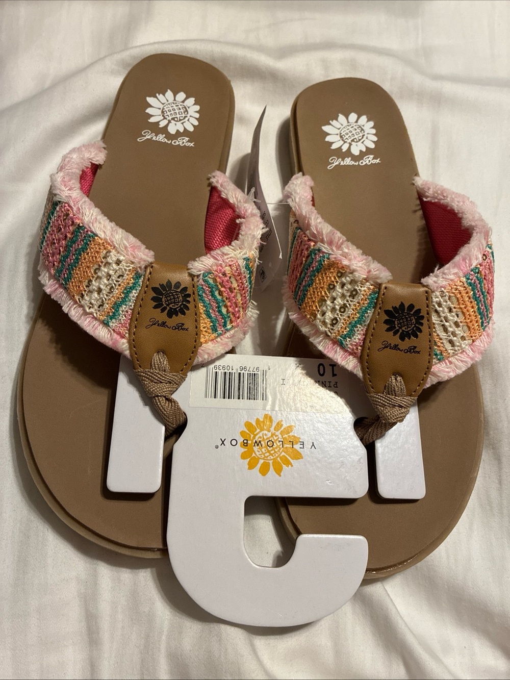 Yellow box ladies flappy flip flops size 10
